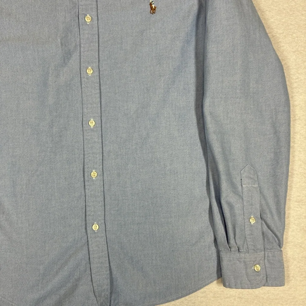 Polo Ralph Lauren Mens Slim Fit Chambray Oxford Shirt Long Sleeve XL Blue Preppy
